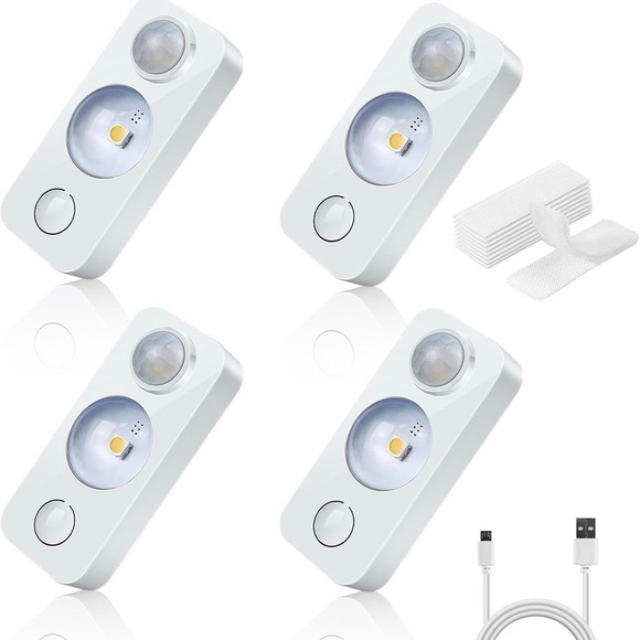 LED Motion Sensor Puck Lights, Rechargeable Cabinet Lights, Stick on Wireless LE - Picture 1 of 8